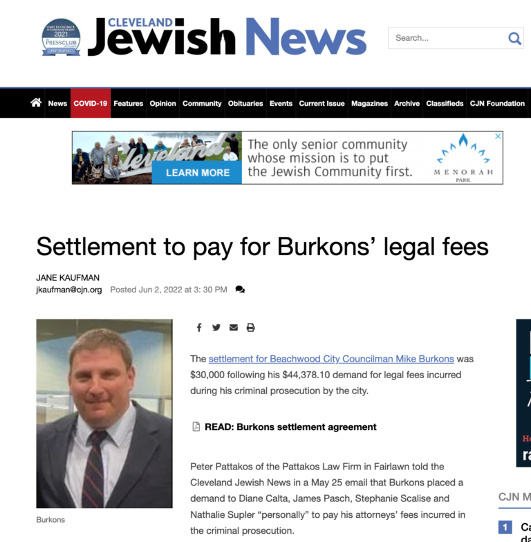 Settlement to pay for Burkons legal fees—The Cleveland Jewish News
